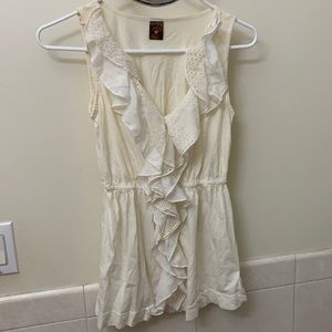 Off white tank top with ruffles